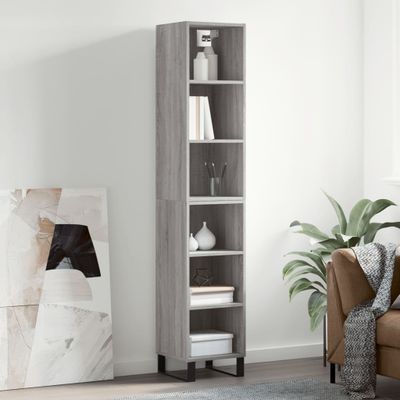 vidaXL Vysoká skrinka sivá sonoma 69,5x32,5x180 cm spracované drevo