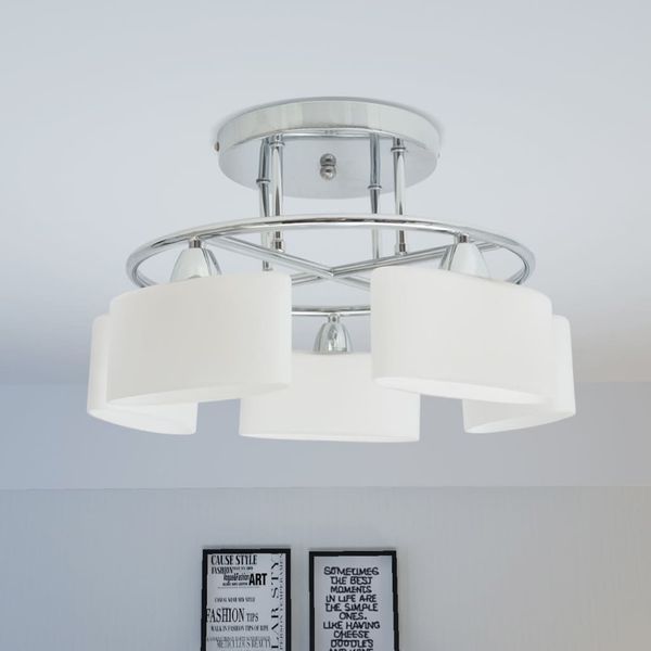 vidaXL Stropná lampa s elipsovými tienidlami na 5 žiaroviek E14, 200 W