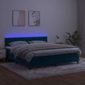 vidaXL Posteľný rám boxsping matrac a LED tmavomodrý 180x200 cm zamat