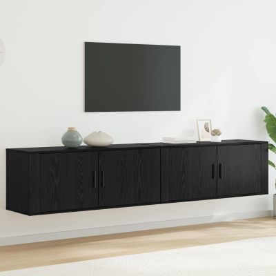 vidaXL Nástenný TV kabinetový set 2 pcs Čierny dub 100 x 34,5 x 40 cm