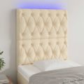 vidaXL Čelo postele s LED krémové 80x7x118/128 cm látka