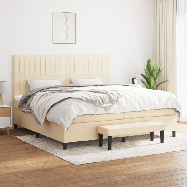 vidaXL Boxspring posteľ s matracom krémová 200x200 cm látka