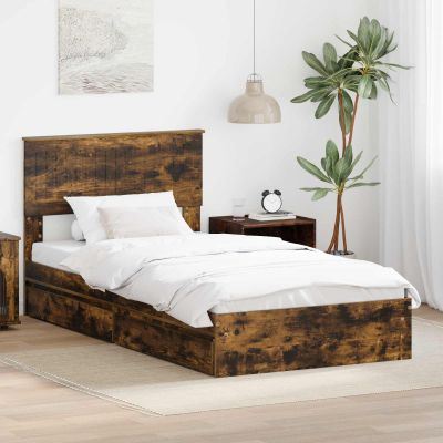 vidaXL Úložná posteľ Dymová dub 100 x 200 cm Kompozitné drevo