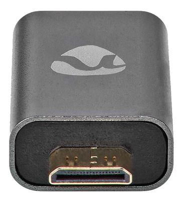 NEDIS adaptér HDMI/ HDM mini zástrčka – HDMI zásuvka/ BOX/ šedý Adaptér, mini-HDMI na HDMI, 4K@60Hz, ARC, Ethernet, pozlacené kontakty, hliníkový, šedý