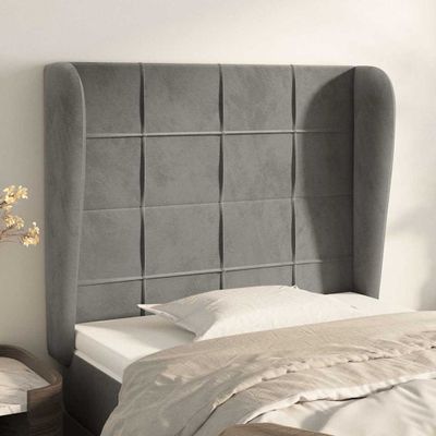 vidaXL Čelo postele so záhybmi bledosivé 103x23x118/128 cm zamat