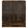 vidaXL Bočná skrinka so sklenenými dvierkami dymový dub 68x37x75,5 cm