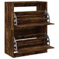 vidaXL Botník s 2 výklopnými zásuvkami dymový dub 80x42x108 cm