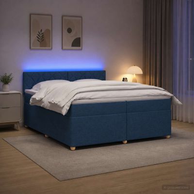 vidaXL Posteľ boxspring s matracom Modrá 200 x 200 cm Látka