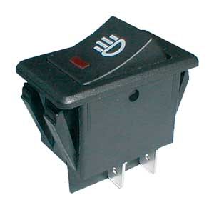 Prepínač kolískový ON-OFF 35 A/12 V DC pros. bod červený