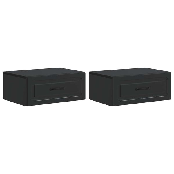 vidaXL Nástenná nočná skrinka Nástenný 2 pcs Čierna 49 x 34,5 x 20 cm