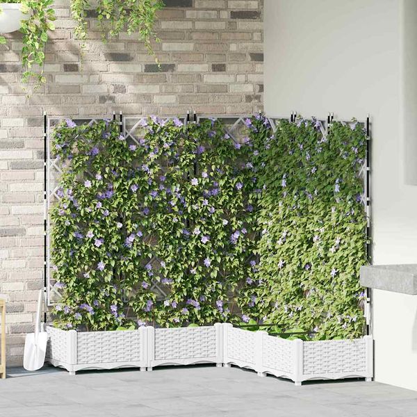 vidaXL Záhradný kvetináč 5 pcs Biely 120 x 120 x 125,5 cm Plast