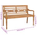 vidaXL Lavička Batavia so sivohnedou podložkou 150 cm tíkový masív