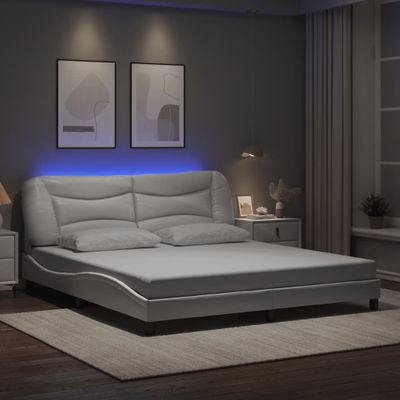 vidaXLRám postele s LED bez matraca Hvar biely 180x200 cm