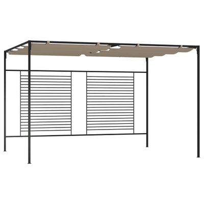 vidaXL Altánok so zaťahovacou strieškou 3x4x2,3 m sivohnedý 180 g/m²
