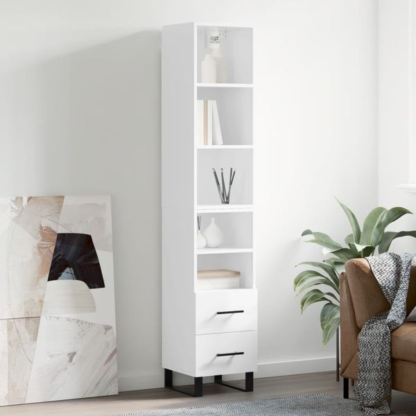 vidaXL Vysoká skrinka biela 34,5x34x180 cm spracované drevo