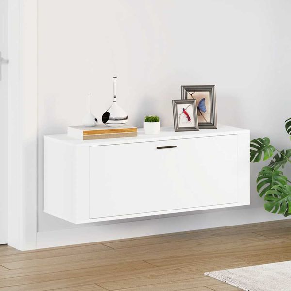 vidaXL Nástenný botník biely 100x35x38 cm spracované drevo