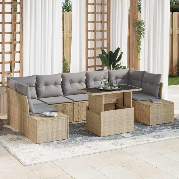 vidaXL Súprava záhradných pohoviek 8 pcs Beige a svetlo šedá