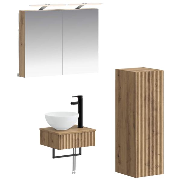 vidaXL Set kabinetov do kúpeľne 4 pcs Dub artisan 40 x 10,5 x 60,5 cm