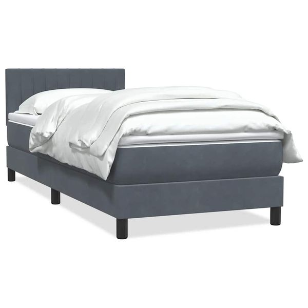 vidaXL Posteľný rám boxspring s matracom tmavosivý 80x210 cm zamat