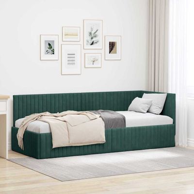 vidaXL Rohový rám postele Tmavozelená 80 cm x 200 cm Zamat