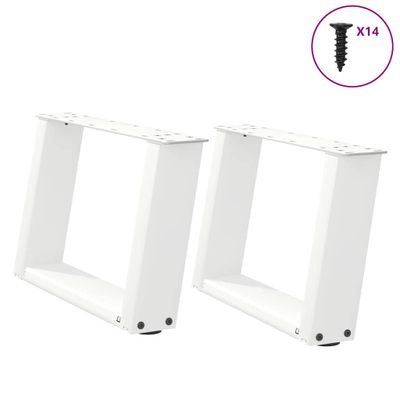 vidaXL Nohy konferenčného stolíka v tvare U, 2 ks, biele, 40 x (30-31) cm, oceľové