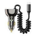 Nabíjačka do auta BWOO CC96C 30W PD 1x USB-C 1x USB port s USB-C káblom sivá