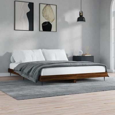 vidaXL Posteľný rám bez matraca hnedý dub 180x200 cm kompozitné drevo