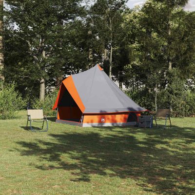 vidaXL Tipi stan so strechou Šedá a oranžová 400 x 346 x 250 cm taft
