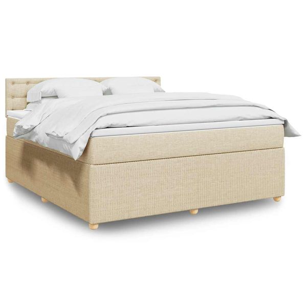 vidaXL Posteľný rám boxspring s matracom krémový 180x200 cm látka