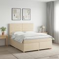vidaXL Posteľ boxspring s matracom Krémová 140 x 200 cm Látka
