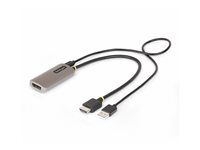 Kábel adaptéra - HDMI s kolíkmi (male) do DisplayPort so zdierkami (female) - 30 cm - sivá space gray - aktívny, podpora 8K60Hz, jednosmerný