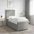 vidaXL Posteľ boxspring s matracom Svetlosivá 100 x 200 cm Látka