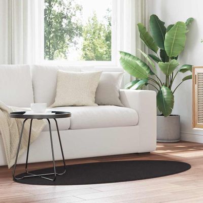 vidaXL Kusové koberce Oválny HUARTE Čierna 80 x 150 cm 100% polyester