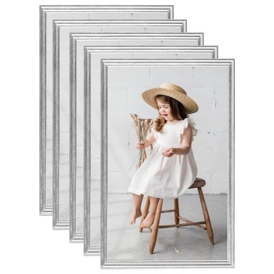 vidaXL Fotorámiky na stôl, koláž 5 ks, strieborné 10x15 cm, MDF