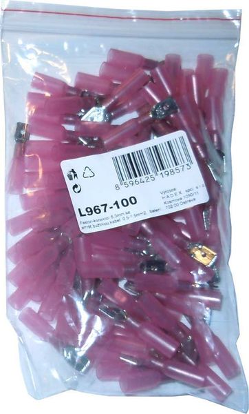 Faston-konektor 6,3mm so smršťovacou bužirkou, kábel 0,5-1,5mm2, balenie 100ks