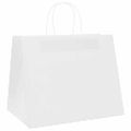 vidaXL Papierové tašky 250 ks s rúčkami, biele, 32x22x24 cm