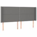 vidaXL Čelo postele s LED tmavosivé 163x16x118/128 cm látka