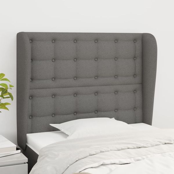 vidaXL Čelo postele so záhybmi tmavosivé 93 x 23 x 118/128 cm látka