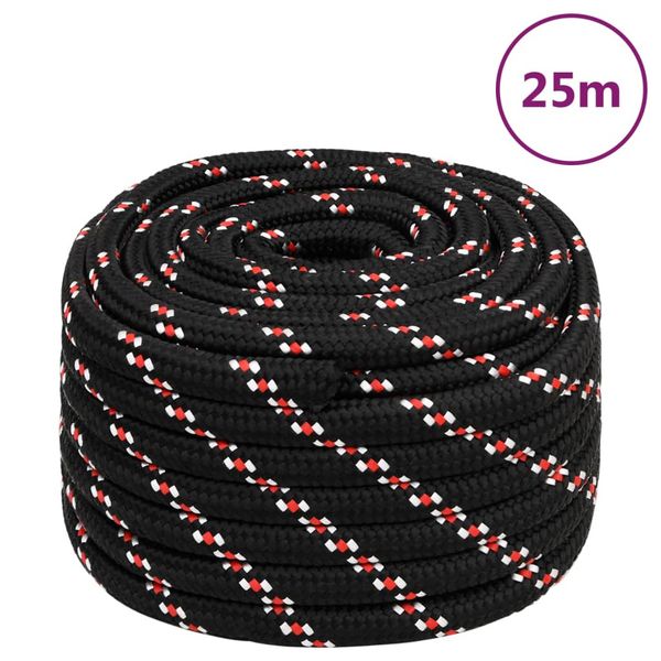 vidaXL Lodné lano čierne 20 mm 25 m polypropylén