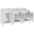 vidaXL Gastro kuchynský drez so skrinkou 180x60x96 cm nehrdzavejúca oceľ