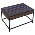 vidaXL Konferenčný stolík s nekonečnými LED hnedý dub 70x50x41 cm