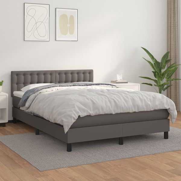 vidaXL Boxspring posteľ s matracom sivá 140x190 cm umelá koža