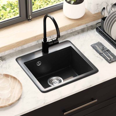 vidaXL Drez Čierna 470 x 440 mm Granite