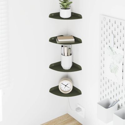 vidaXL Závesná polica s poličkou 4 pcs Olivová zelená 15 x 15 x 2 cm