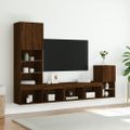 vidaXL 4-dielne TV nástenné skrinky s LED hnedý dub kompozitné drevo