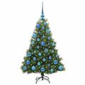 vidaXL Umelý vianočný stromček s 150 LED-i Zelená 120 cm PE a PVC