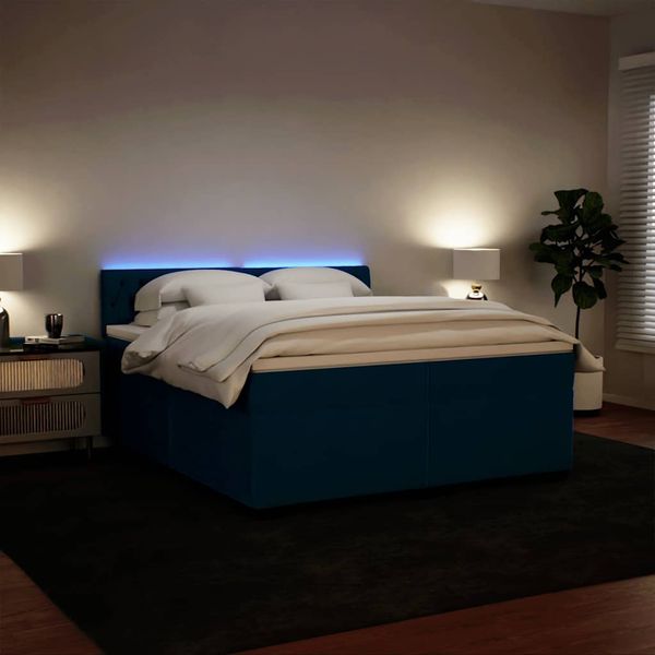 vidaXL Posteľný rám boxsping s matracom modrá 200x200 cm zamat