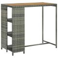 vidaXL Barový stolík s úložným regálom sivý 120x60x110 cm polyratan