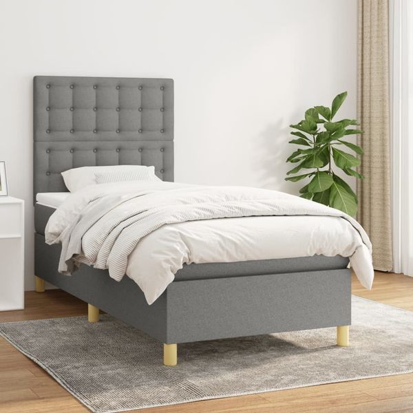 vidaXL Boxspring posteľ s matracom tmavosivá 100x200 cm látka