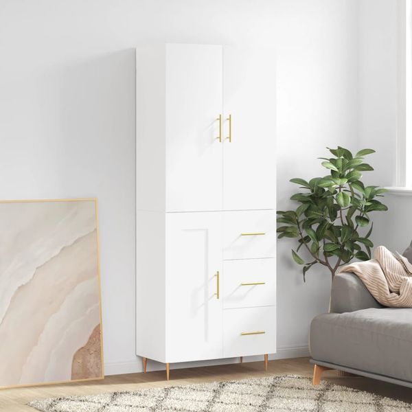 vidaXL Vysoká skrinka biela 69,5x34x180 cm spracované drevo
